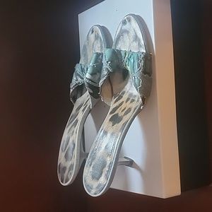 Roberto Cavalli rainbow print heel backless mules